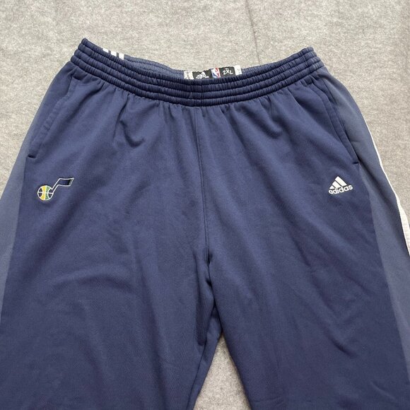 Utah Jazz Adidas Sweatpants Blue White Men 2XL 31" ClimaWarm Fleece Straight - Picture 3 of 9